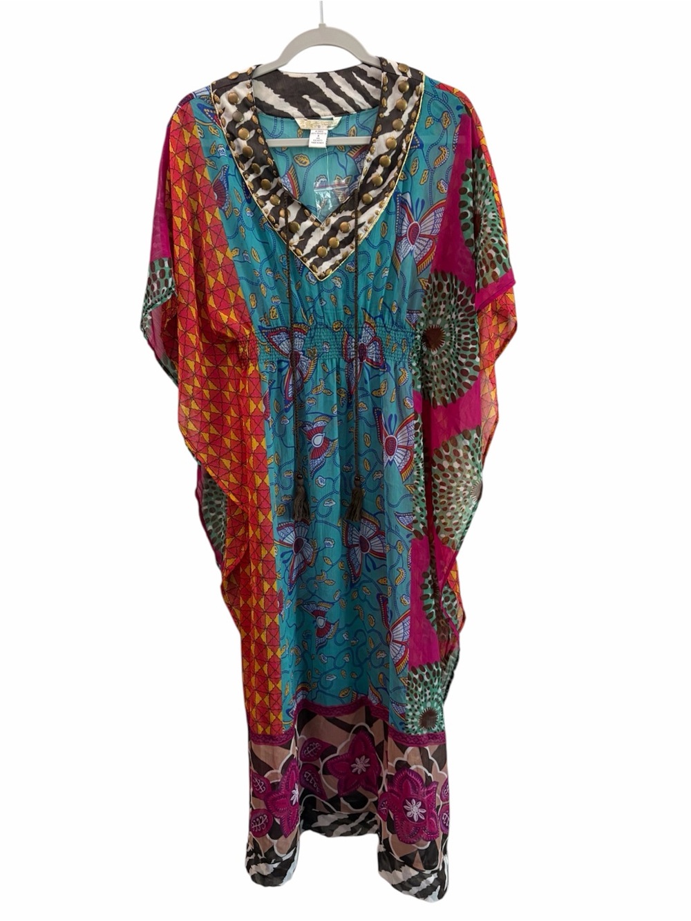 Vasna Desire Y2K Hippie Boho Sheer Mesh Swim Cover-up Maxi Dress Size Small
